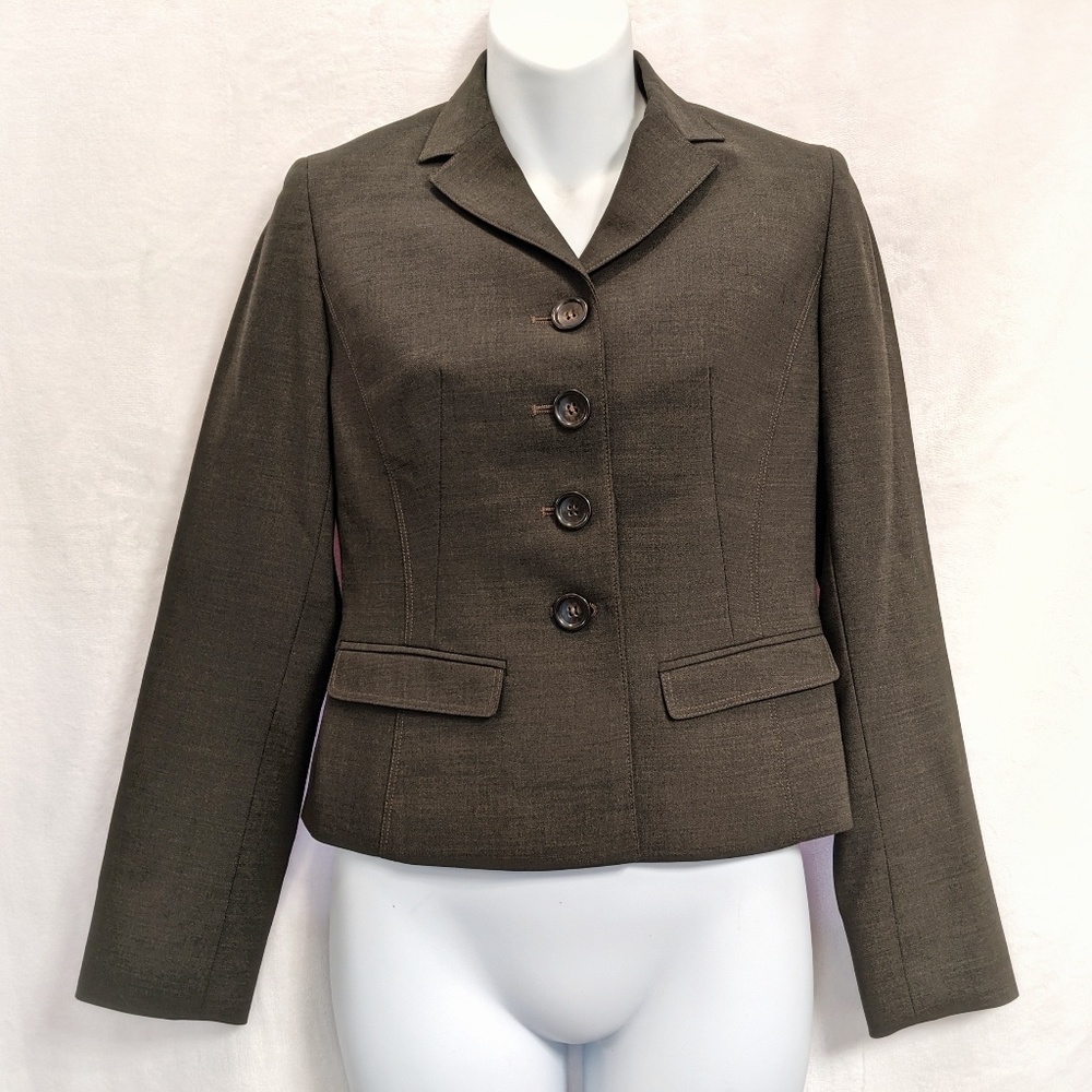 Ann Taylor Petite Button Down Cropped Wool Blazer